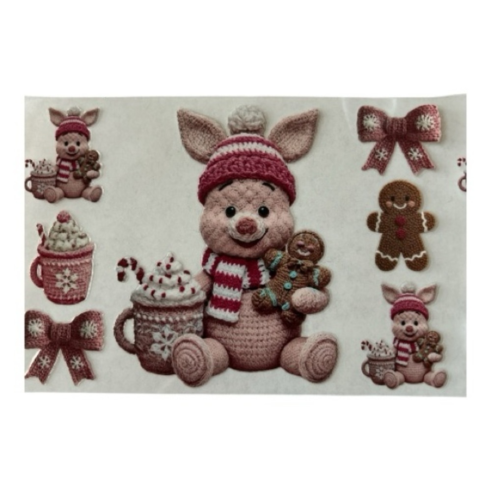 Piglet Pooh Crochet Cup Decal